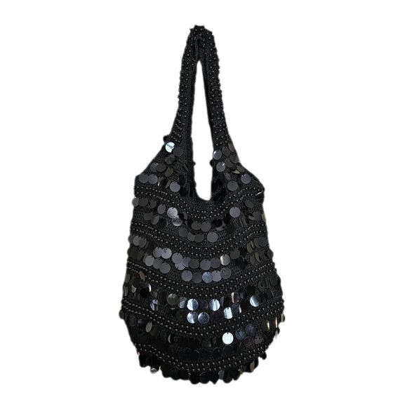 y2k mcbling gyaru black sequin slouchy bag - Picture 1 of 5